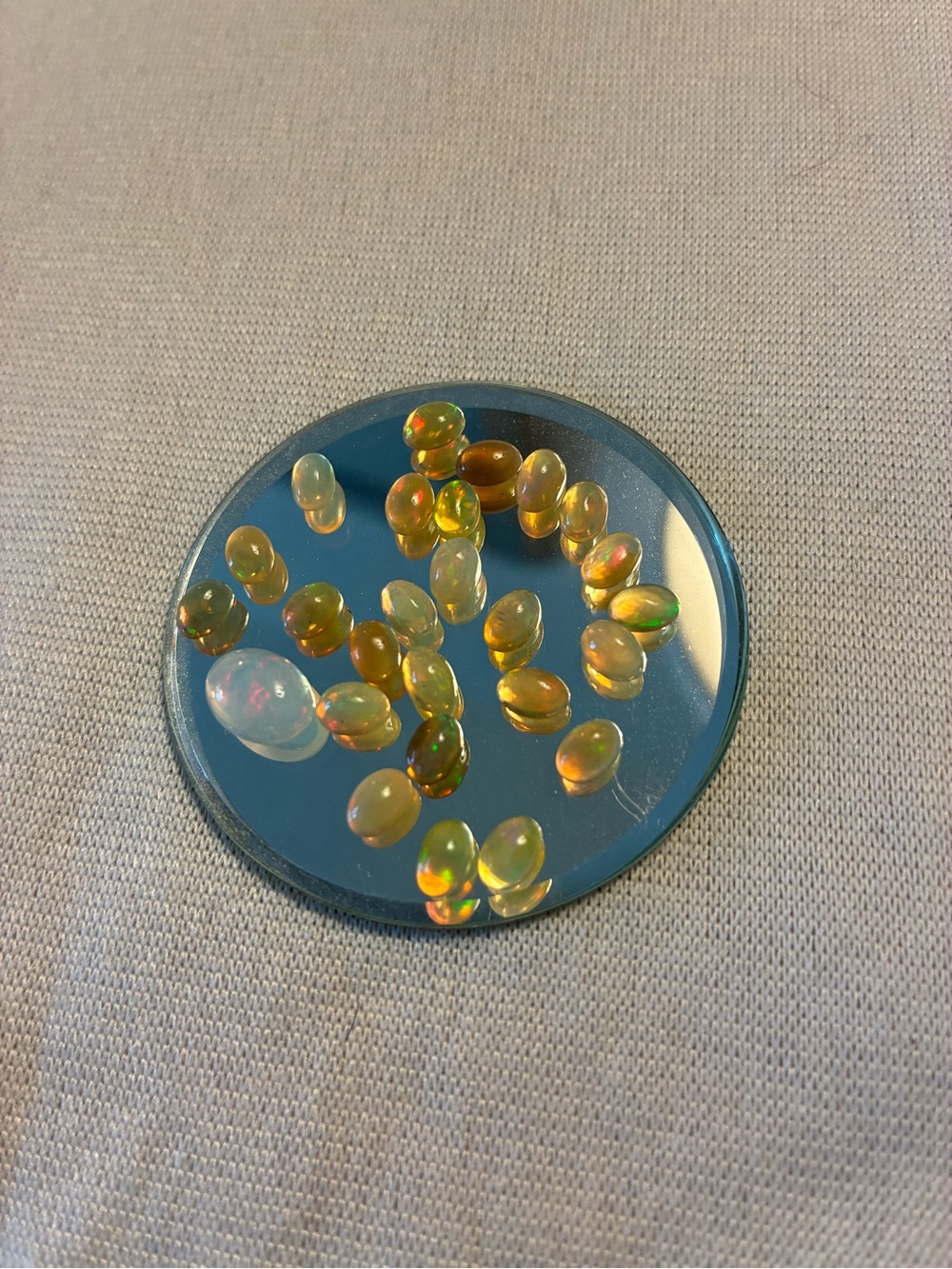 Loose Flashy Opal Cabochons Lot - Iridescent Rainbow Yellow-Green